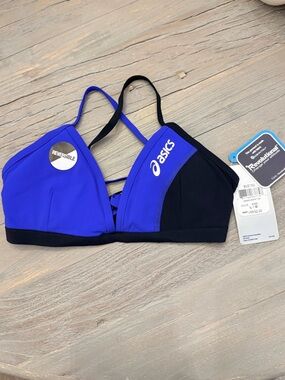 Asics Kanani Reversible Bikini Top Royal Blue/Black Size-M NWT